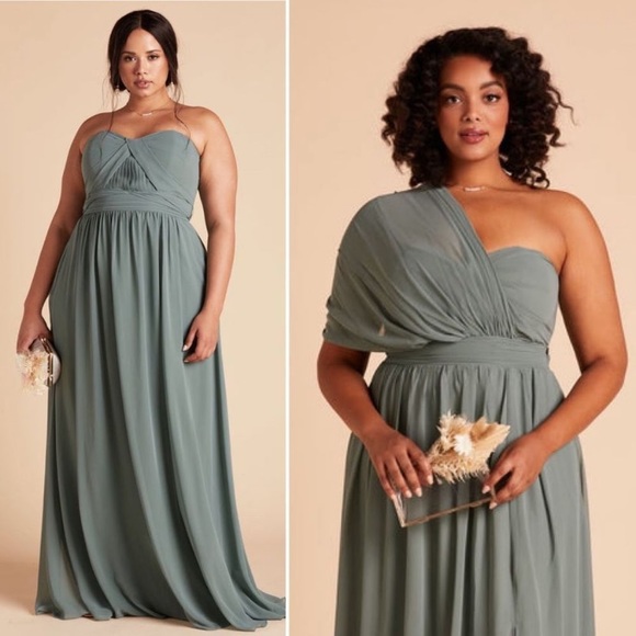New NWT Birdy Grey “Grace” Convertible Chiffon Gown Maxi Dress Sea Glass Green - Picture 4 of 13